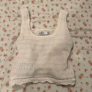 Holister White Crochet Top